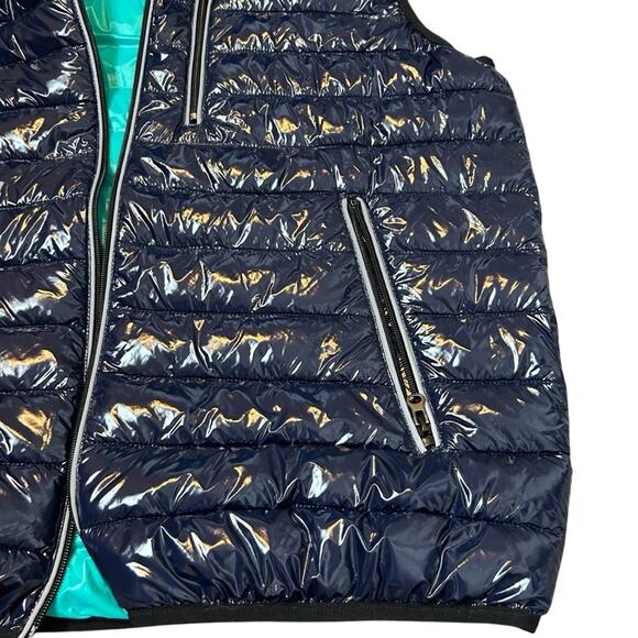 NOIZE Gavyn Hooded Puffer Vest Mens Size L Navy Vegan Sustainable Recycled NWT - Picture 4 of 13